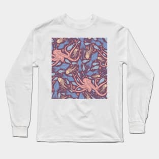 Octopus and Various Sea Life Design Long Sleeve T-Shirt